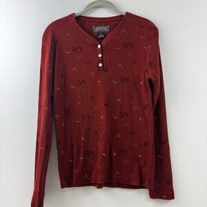 North River Country Womens Burnt Orange Horse Print Thermal Shirt Size Medium